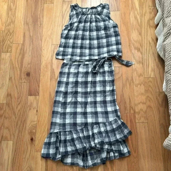 Lilla P Check Woven Wrap Skirt Plaid Tank Top Set size S - Picture 6 of 10